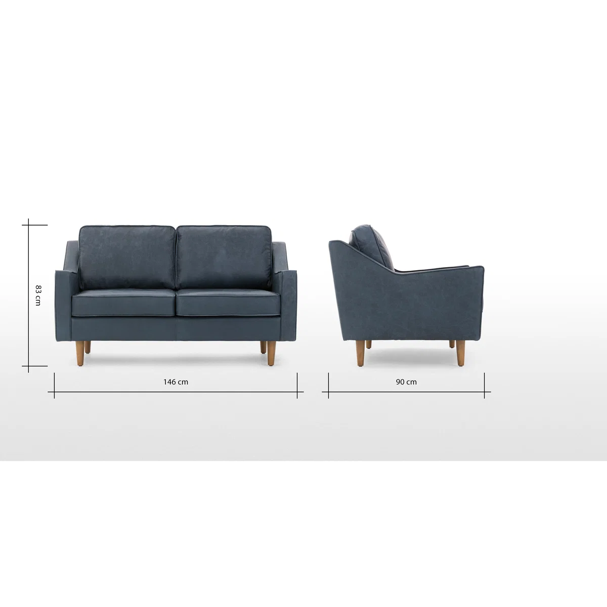 Dallas 2 Seater Sofa, Charm Midnight Premium Leather – image 8