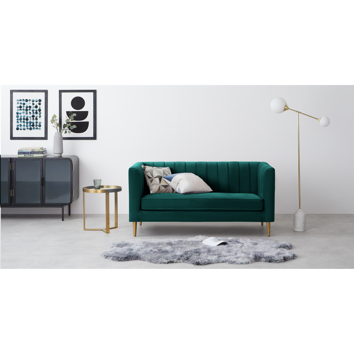 Amicie 2 Seater Sofa, Seafoam Blue velvet – image 3