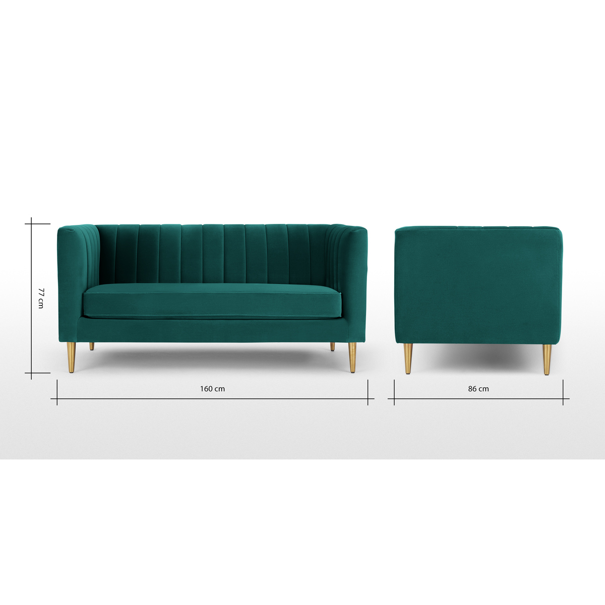 Amicie 2 Seater Sofa, Seafoam Blue velvet – image 8