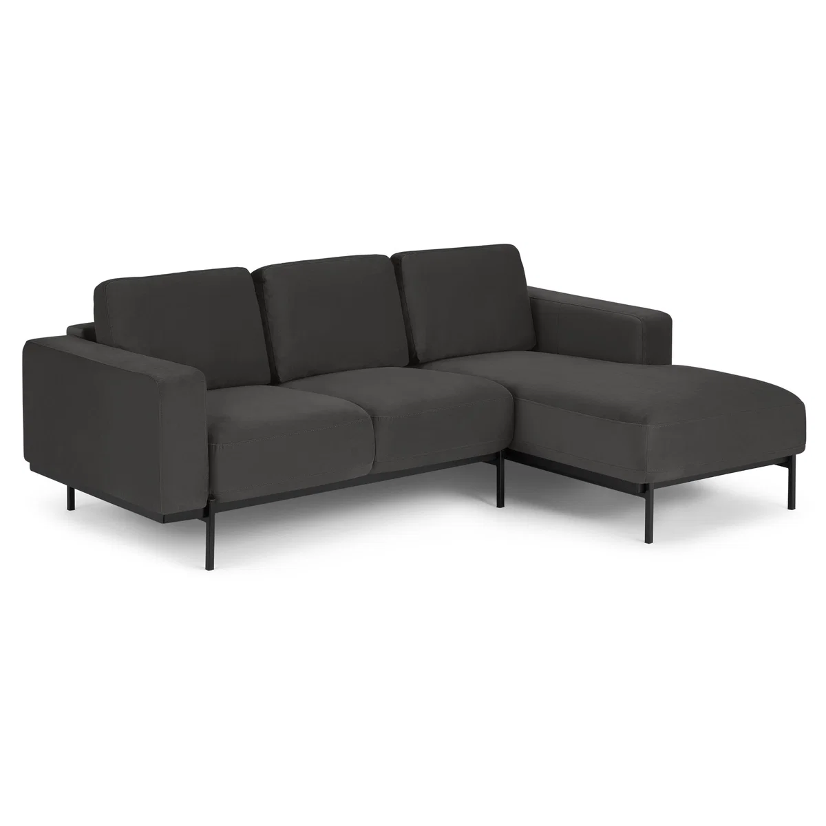 Jarrod Right Hand Facing Chaise End Corner Sofa, Plush Asphalt Velvet – image 2