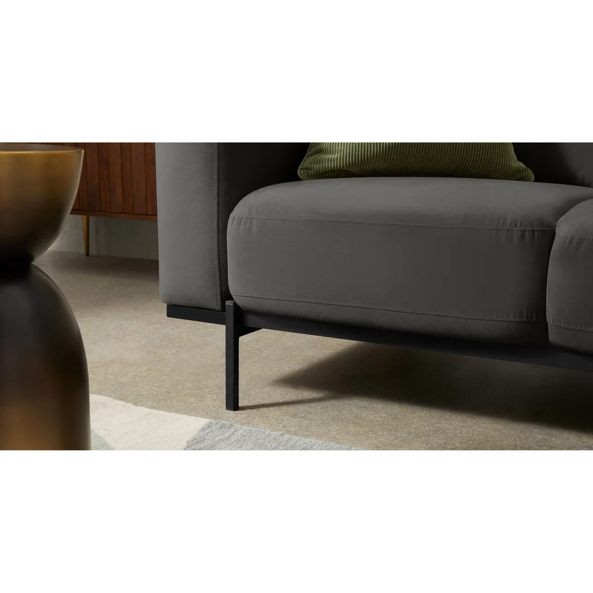 Jarrod Right Hand Facing Chaise End Corner Sofa, Plush Asphalt Velvet – image 4