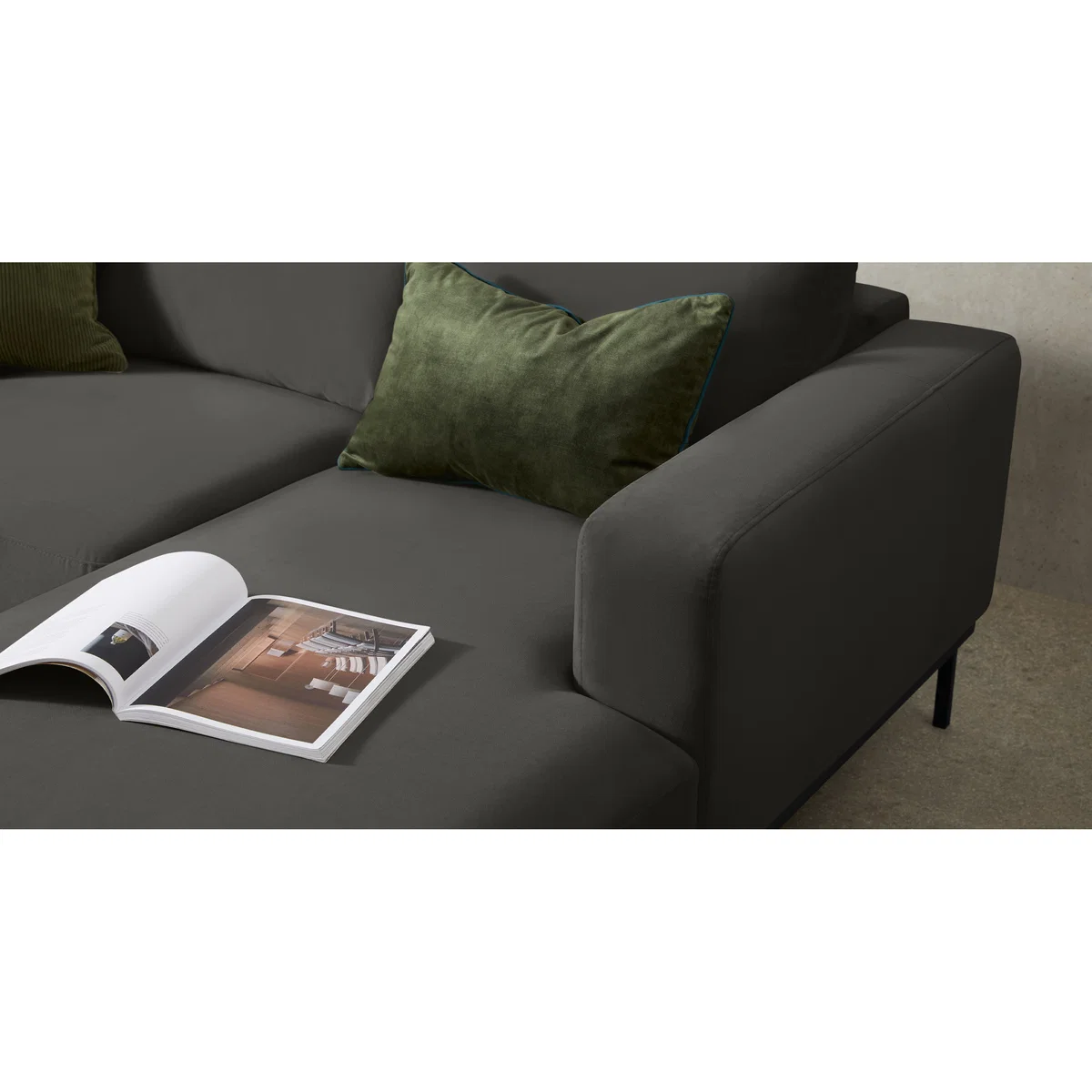 Jarrod Right Hand Facing Chaise End Corner Sofa, Plush Asphalt Velvet – image 6