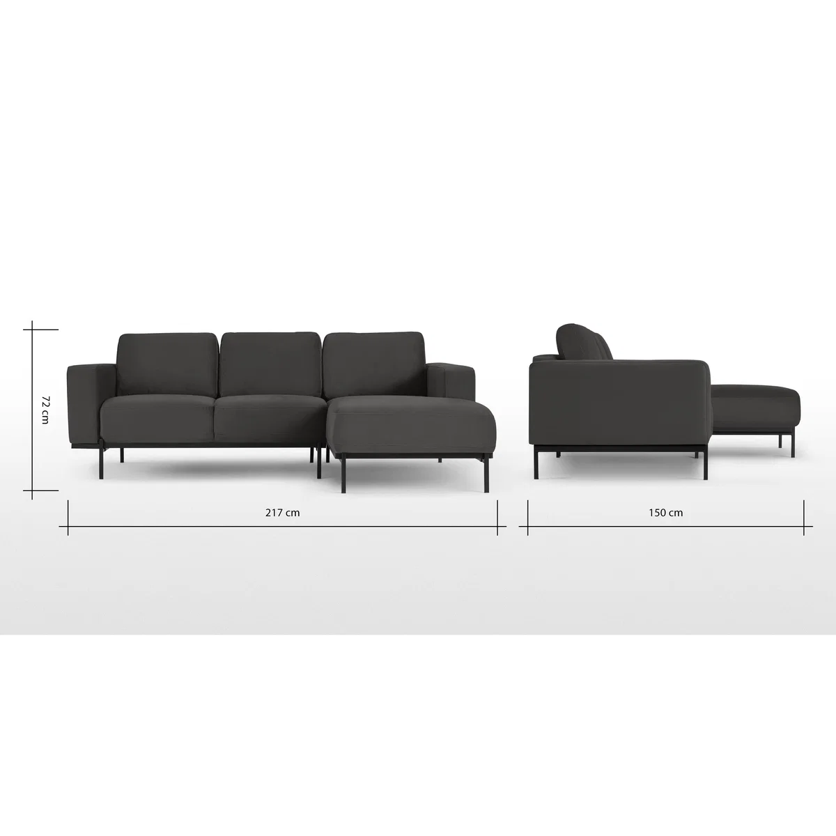 Jarrod Right Hand Facing Chaise End Corner Sofa, Plush Asphalt Velvet – image 8