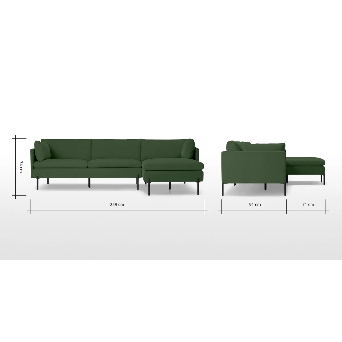 Zarina Right Hand Facing Chaise End Sofa, Meadow Corduroy Velvet – image 8