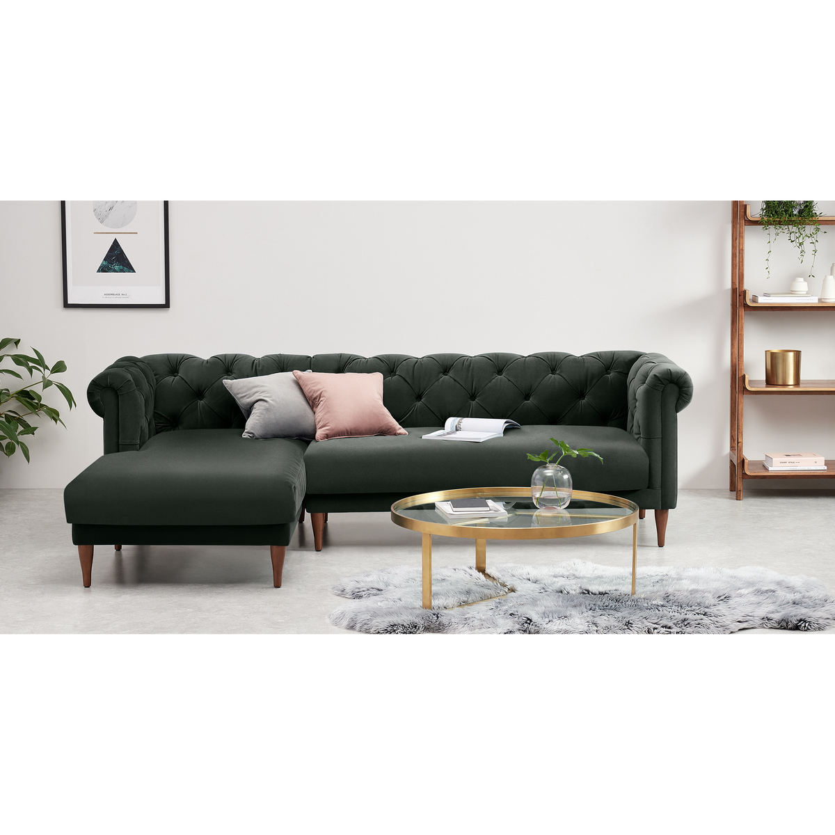 Barstow Left Hand Facing Chaise End Corner Sofa, Dark Anthracite Velvet – image 3