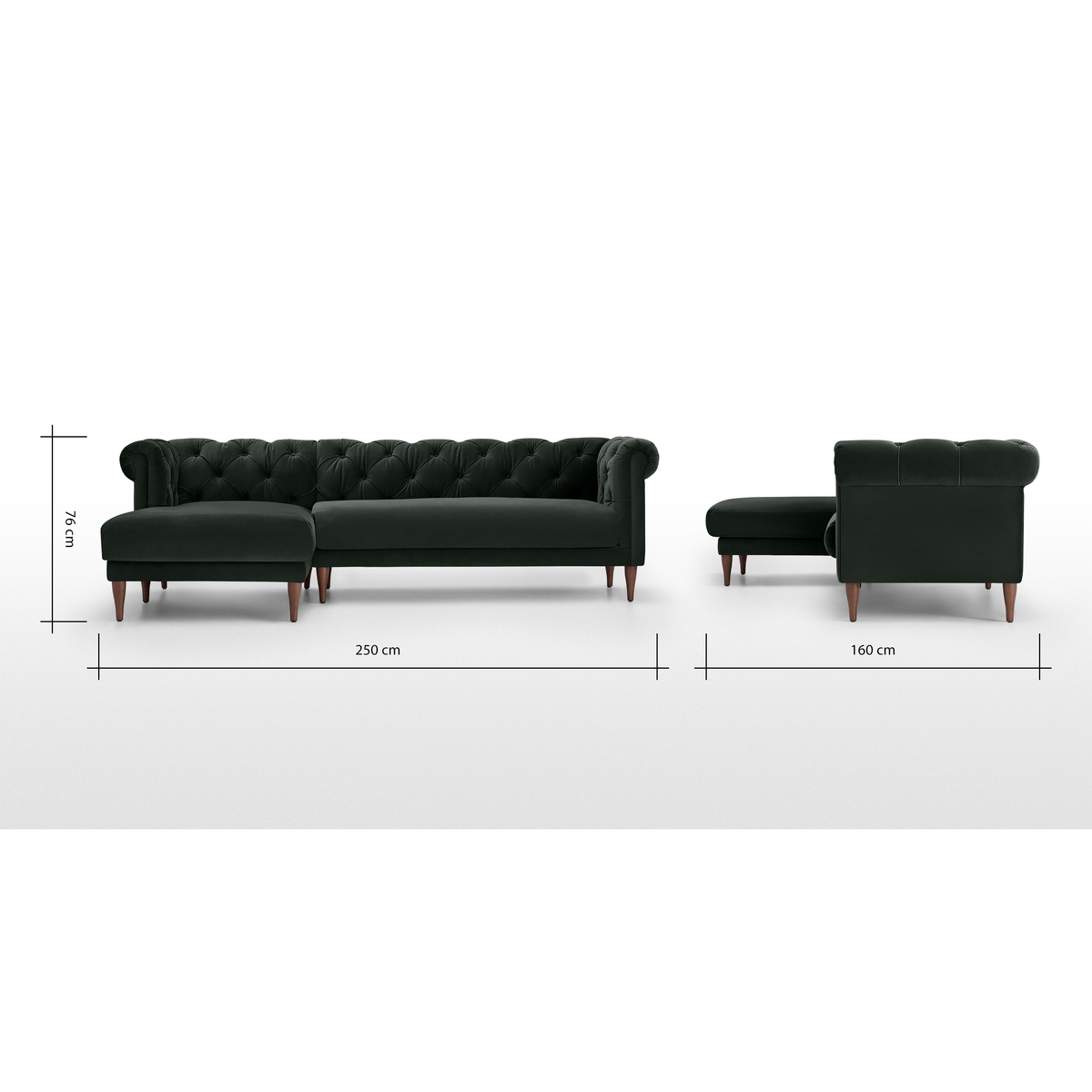 Barstow Left Hand Facing Chaise End Corner Sofa, Dark Anthracite Velvet – image 8