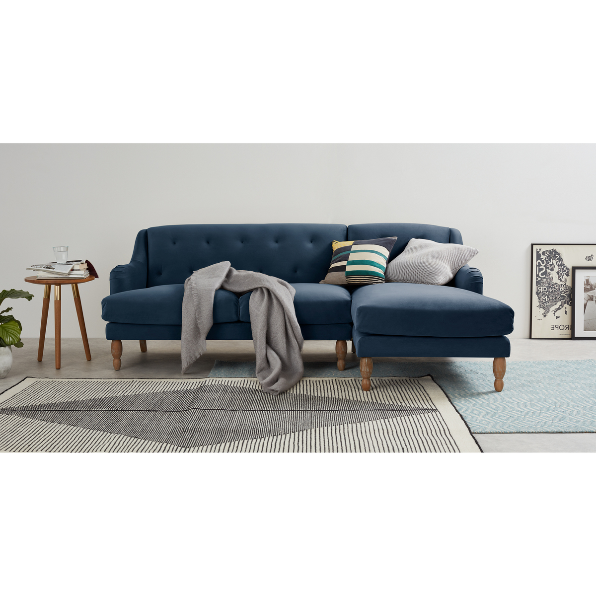Ariana Right Hand Facing Chaise End Corner Sofa, Sapphire Velvet – image 2