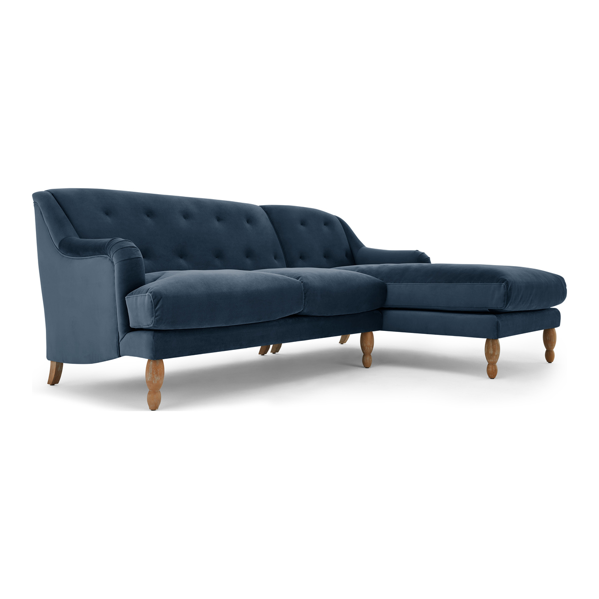 Ariana Right Hand Facing Chaise End Corner Sofa, Sapphire Velvet – image 1