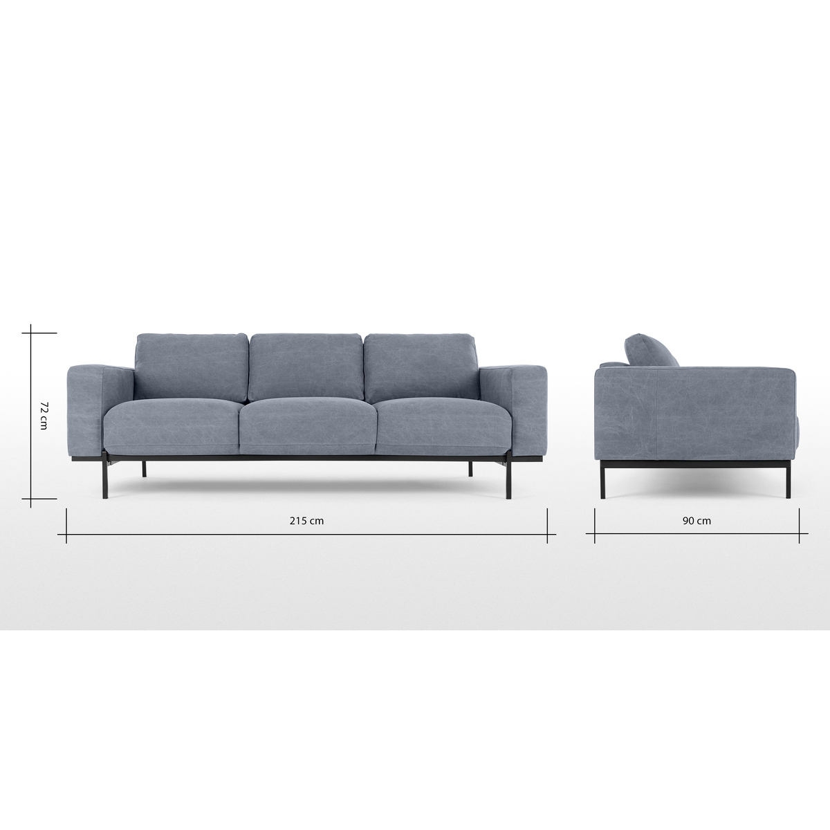 Jarrod 3 Seater Sofa, Washed Blue Cotton – image 8