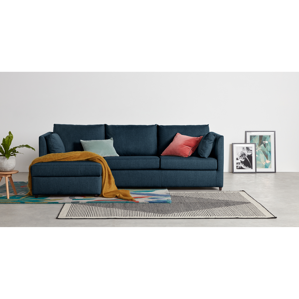 Milner Left Hand Facing Corner Storage Sofa Bed with Foam Mattress, Arctic Blue – image 2
