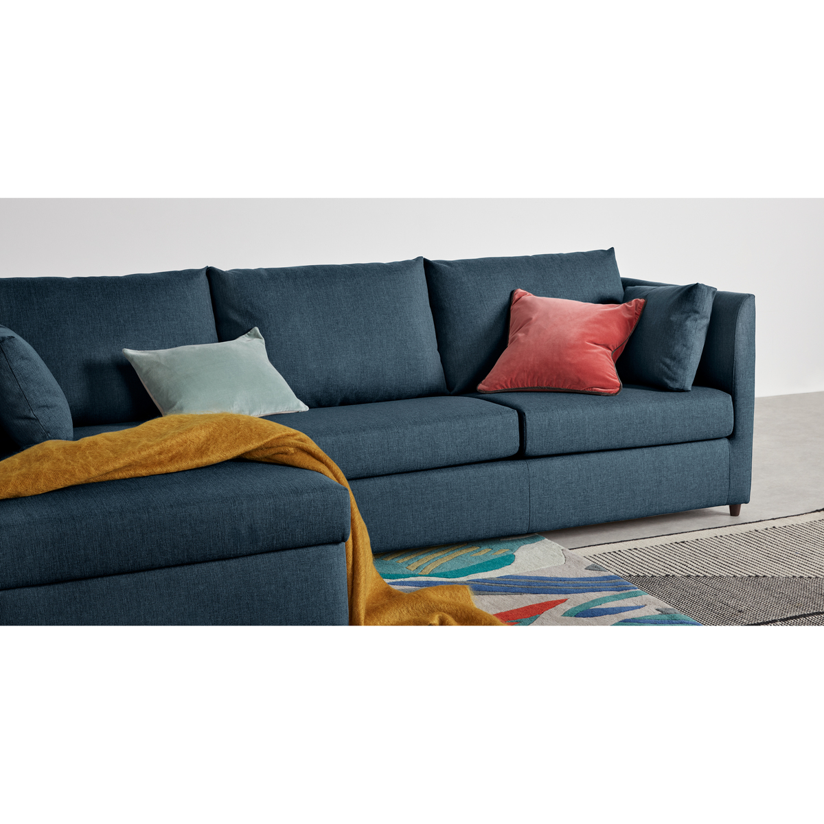Milner Left Hand Facing Corner Storage Sofa Bed with Foam Mattress, Arctic Blue – image 5