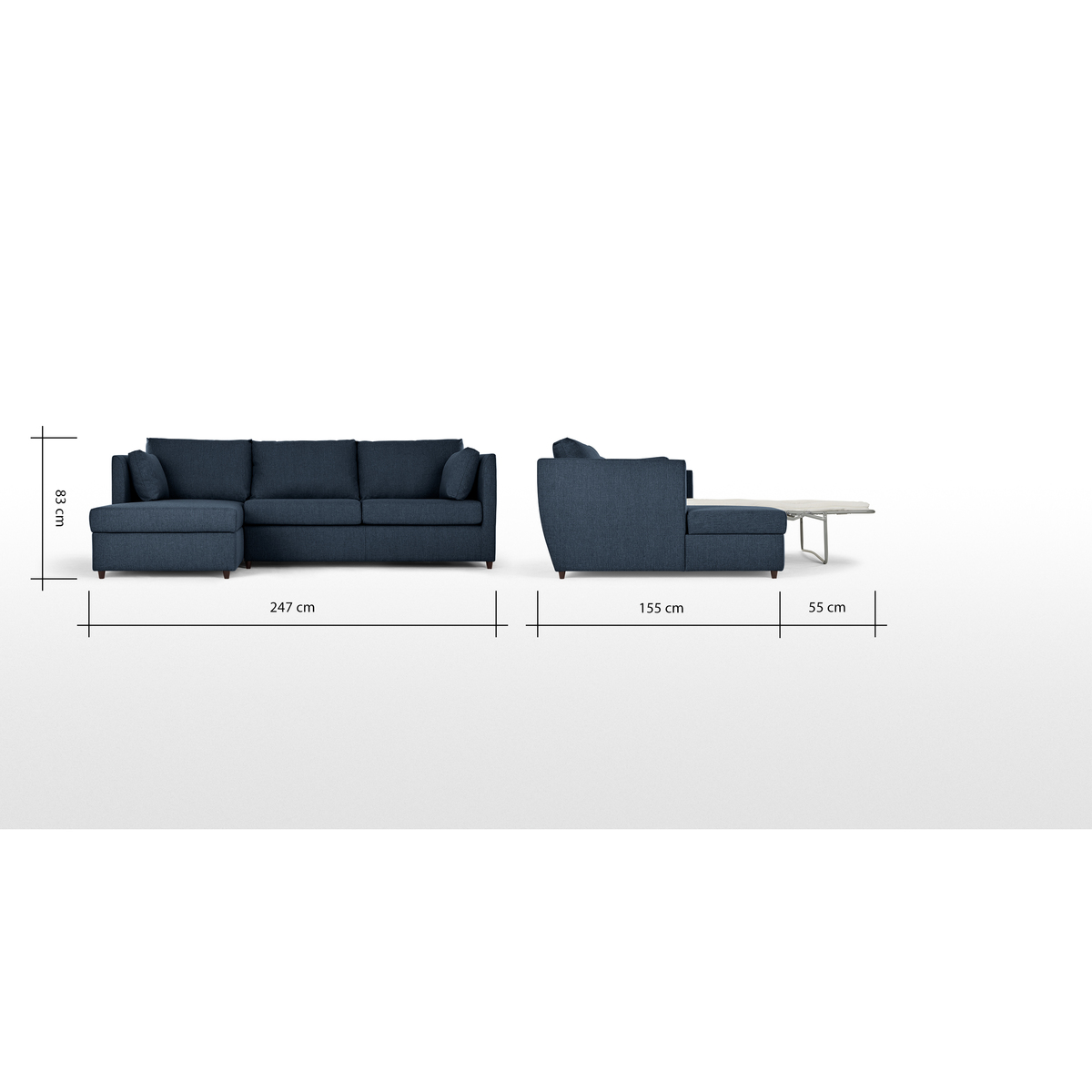 Milner Left Hand Facing Corner Storage Sofa Bed with Foam Mattress, Arctic Blue – image 10