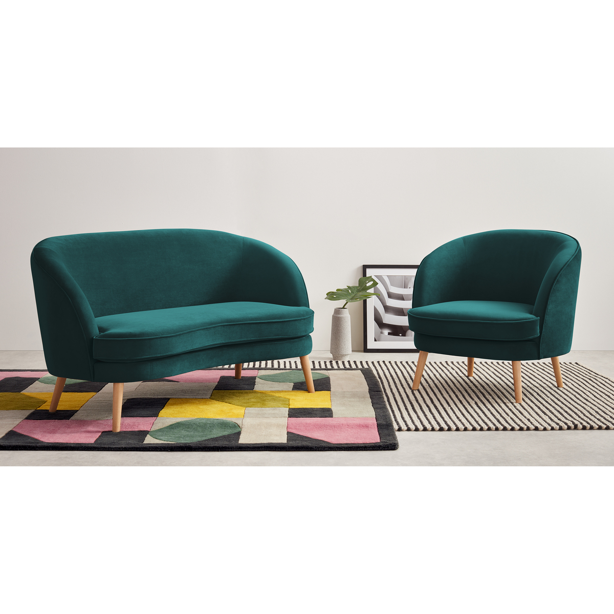 Gertie 2 Seater Sofa, Seafoam Blue Velvet – image 3