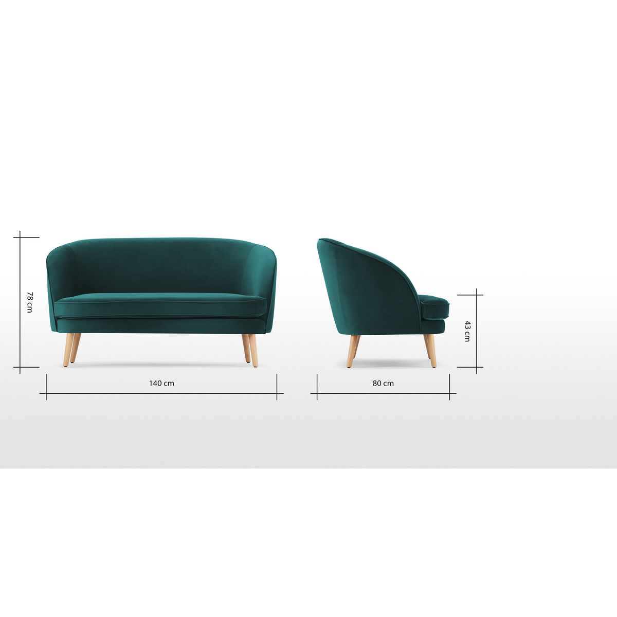 Gertie 2 Seater Sofa, Seafoam Blue Velvet – image 7