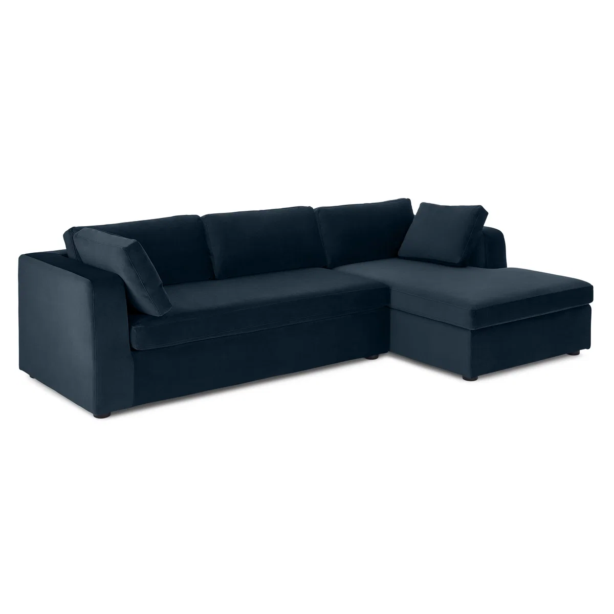 Mogen Right Hand Facing Chaise End Sofa Bed with Storage, Sapphire Blue Velvet – image 2