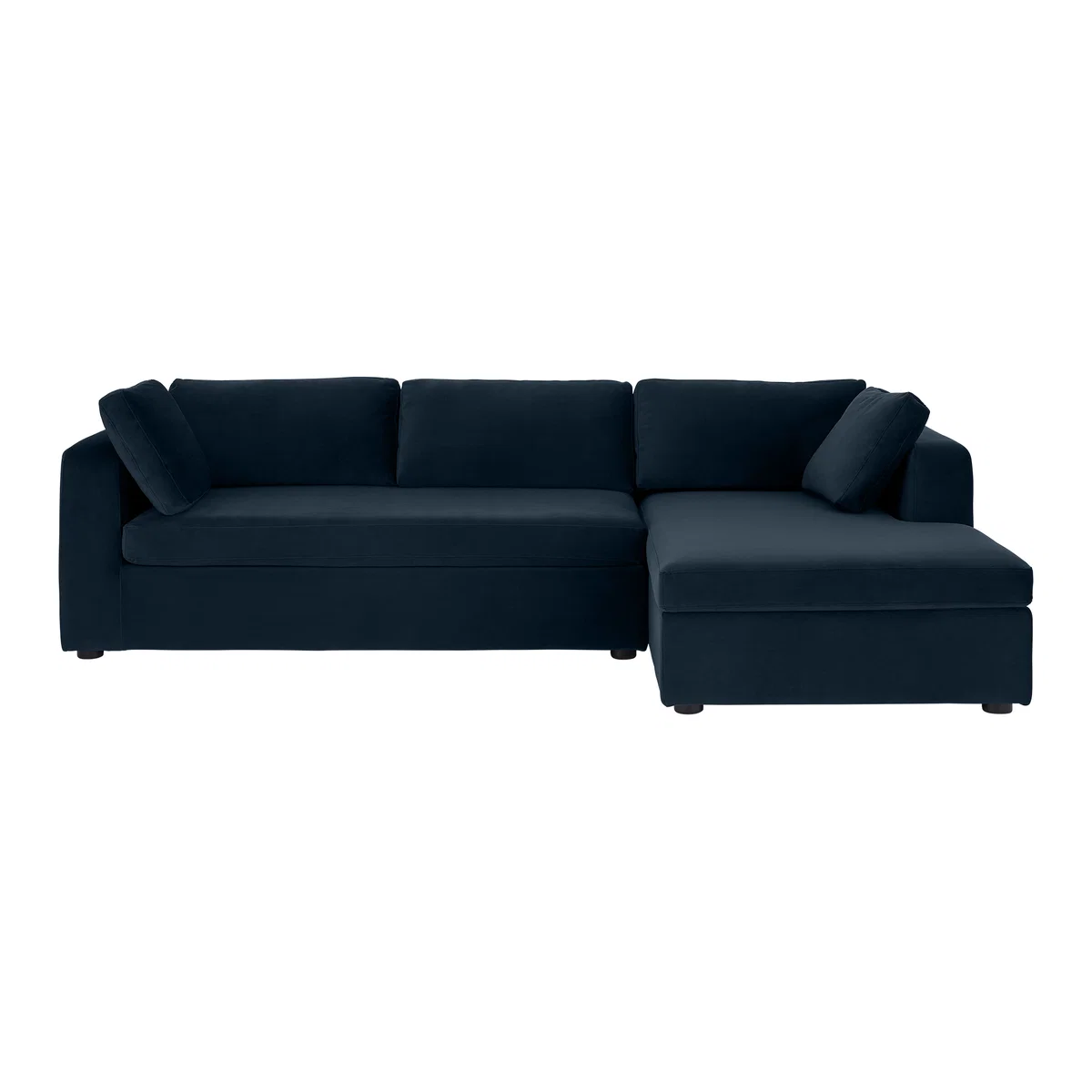 Mogen Right Hand Facing Chaise End Sofa Bed with Storage, Sapphire Blue Velvet – image 1
