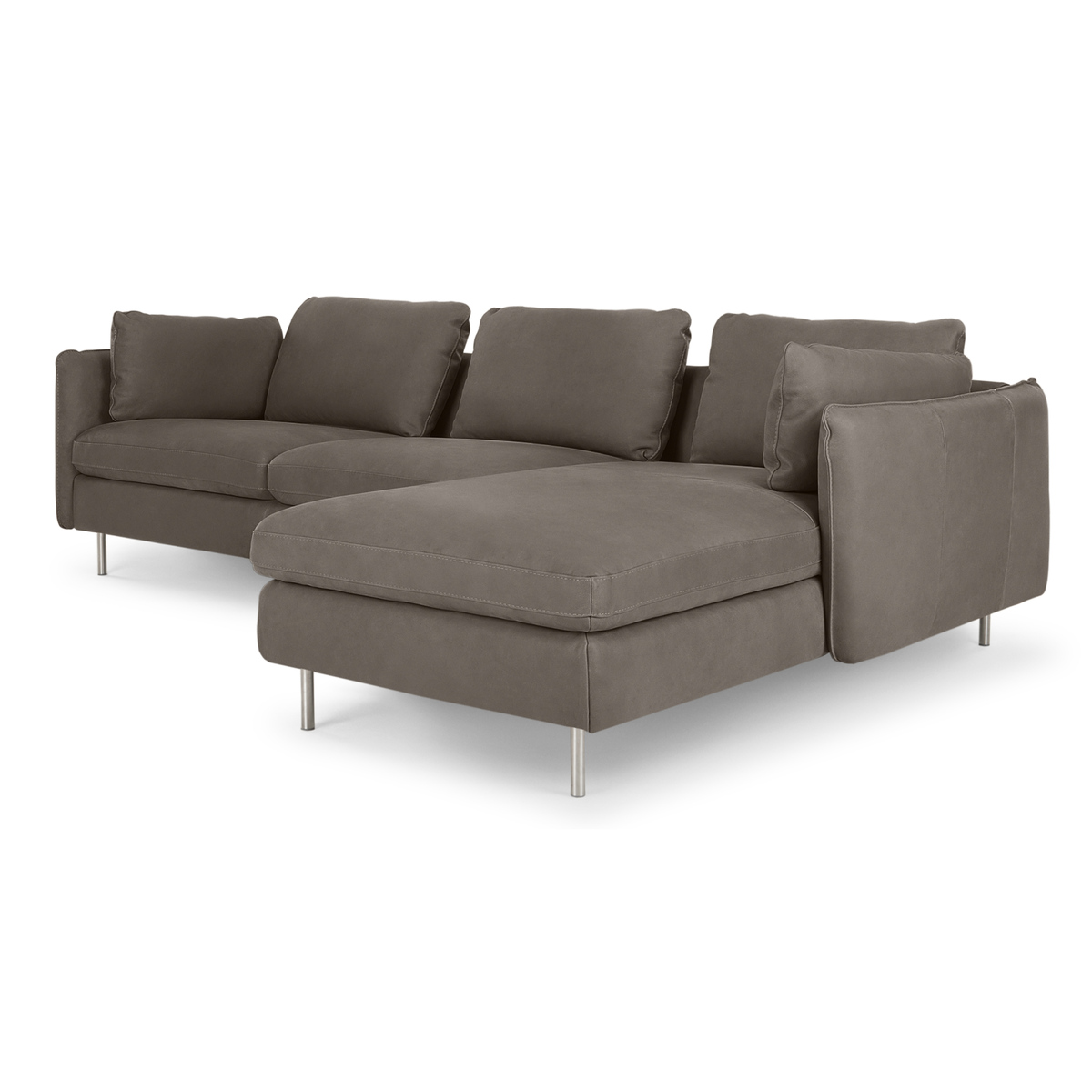 Vento 3 Seater Right Hand Facing Chaise End Sofa, Texas Grey Leather – image 2