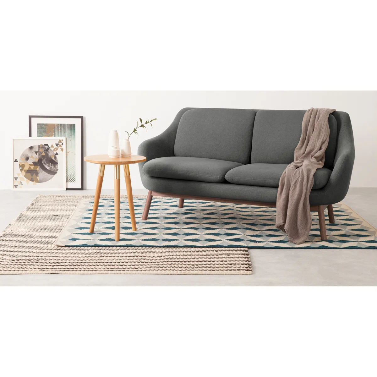 Oslo 2 Seater Sofa, Marl Grey with Dark Stained Oak Legs – image 3
