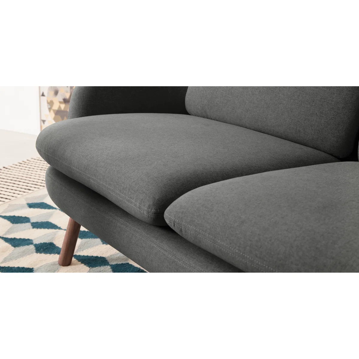 Oslo 2 Seater Sofa, Marl Grey with Dark Stained Oak Legs – image 4