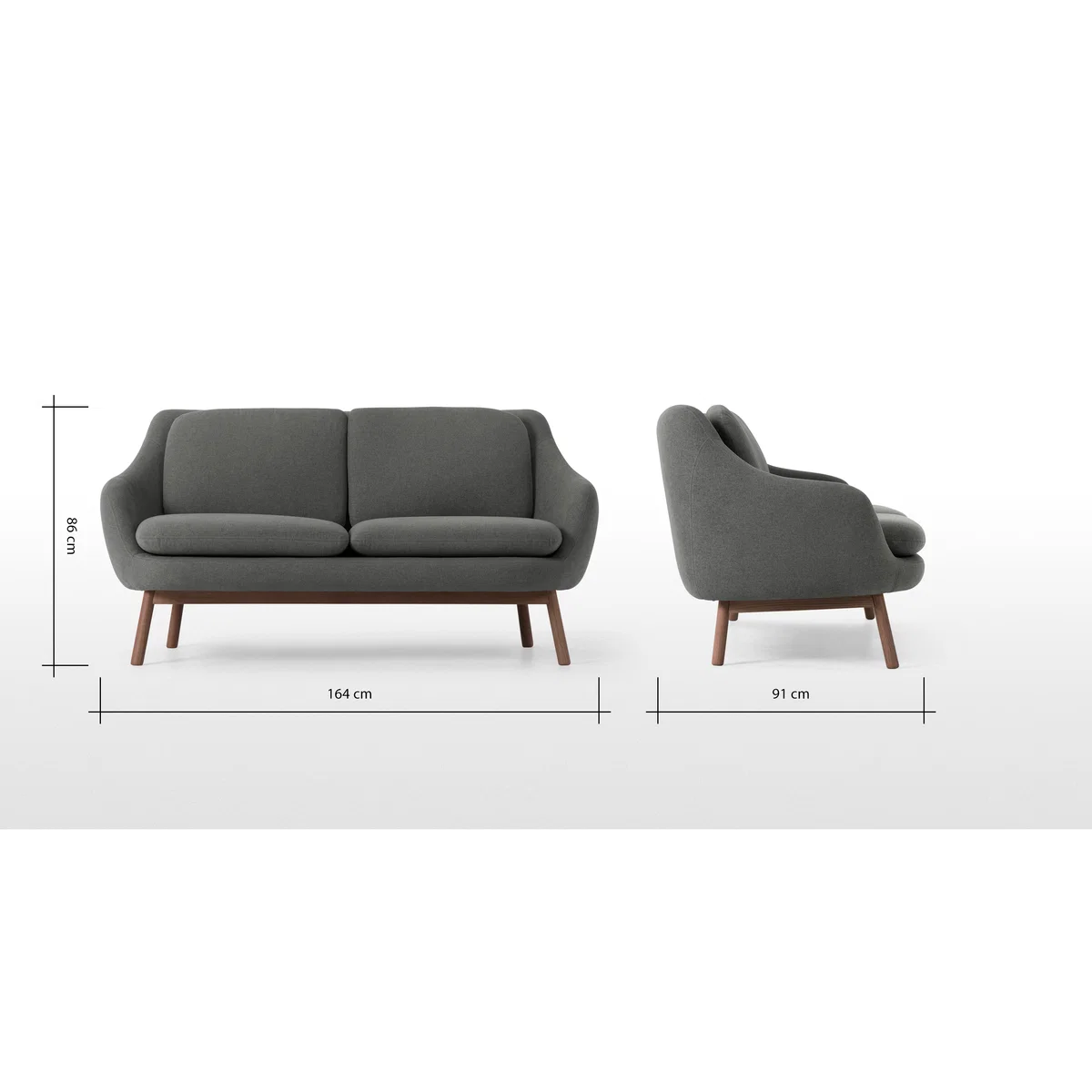 Oslo 2 Seater Sofa, Marl Grey with Dark Stained Oak Legs – image 8