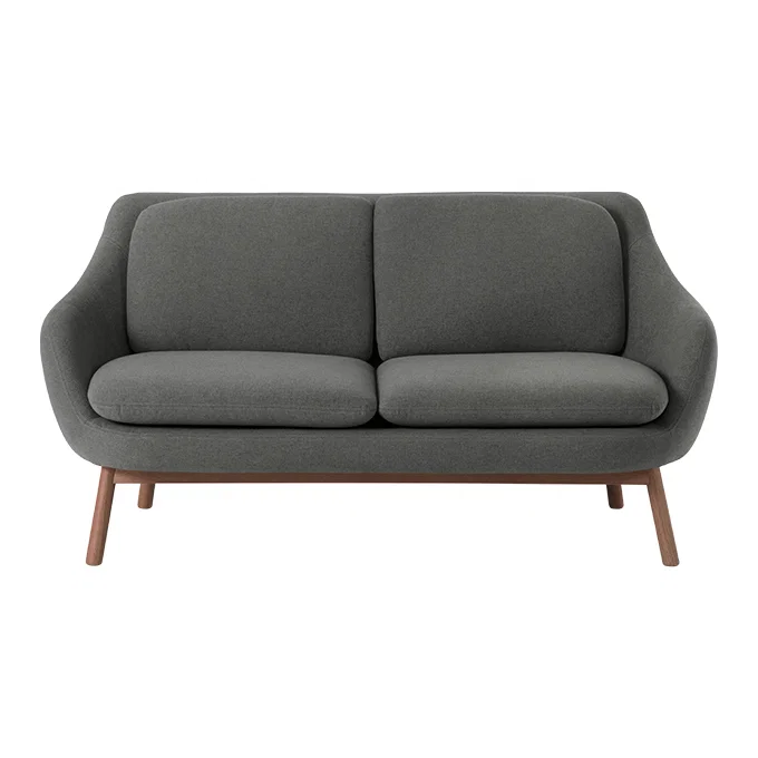 Oslo 2 Seater Sofa, Marl Grey with Dark Stained Oak Legs – image 2