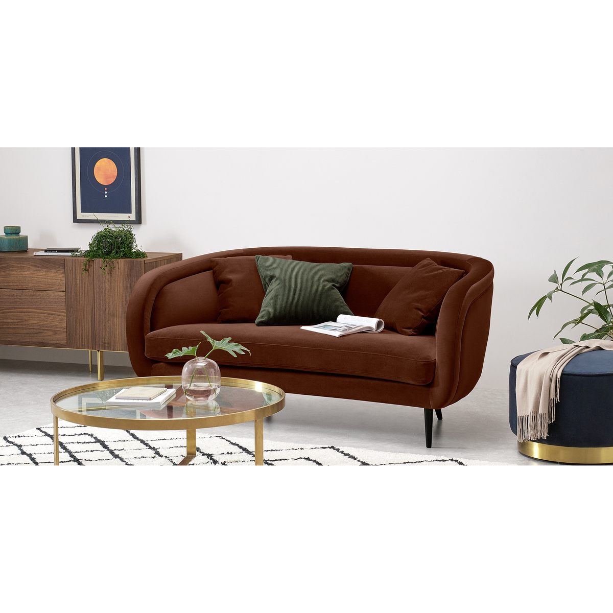 Caswell 2 Seater Sofa, Warm Caramel Velvet – image 3