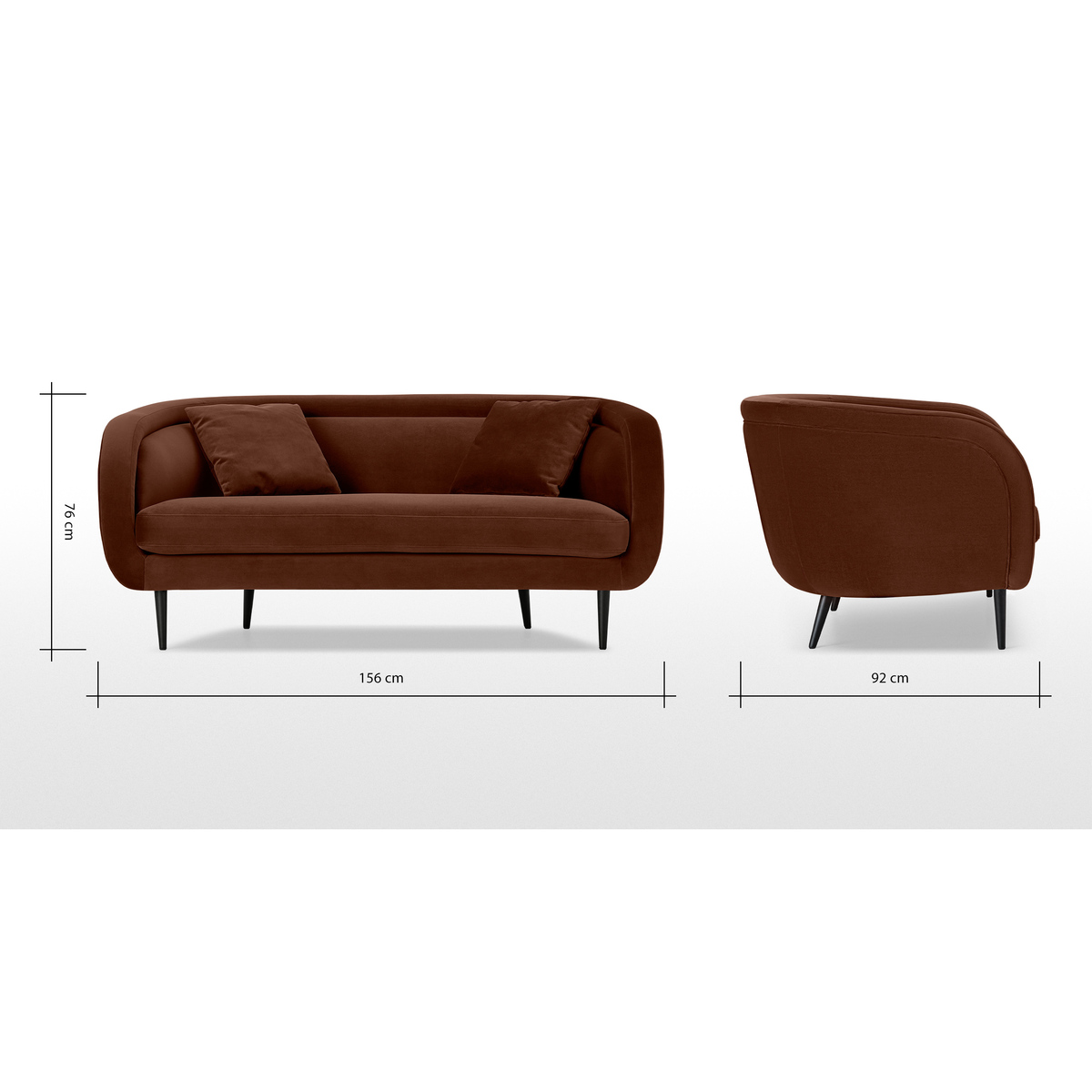 Caswell 2 Seater Sofa, Warm Caramel Velvet – image 8
