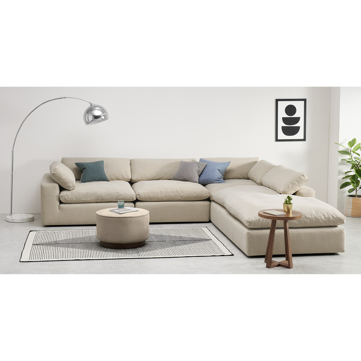 Samona Right Hand Facing Full Corner Sofa, Natural Cotton & Linen Mix – image 3