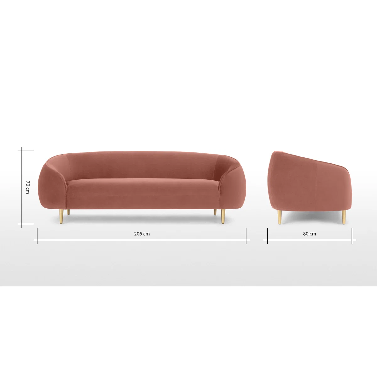 Trudy 3 Seater Sofa, Blush Pink Velvet – image 8