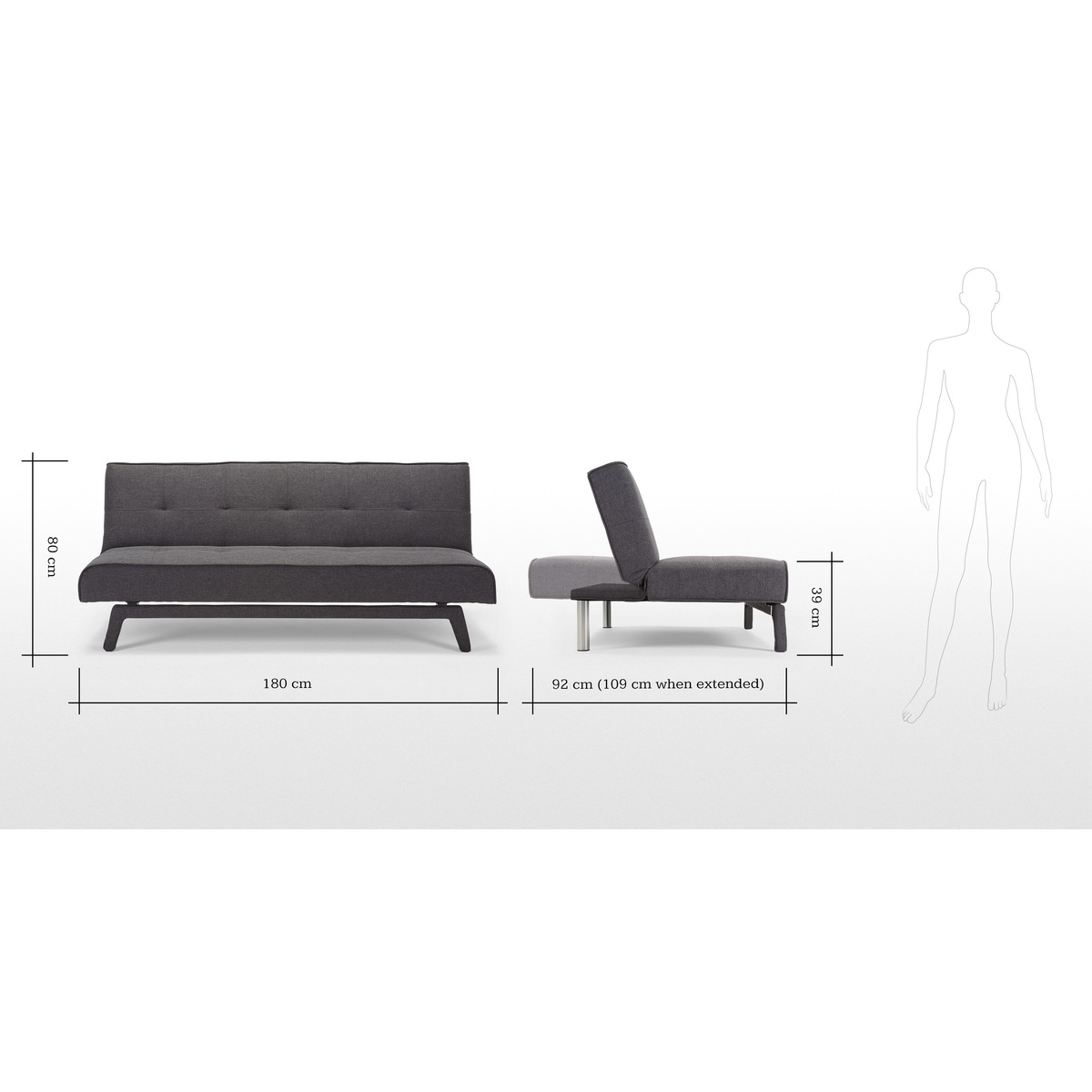 Yoko Click Clack Sofa Bed, Cygnet Grey – image 8