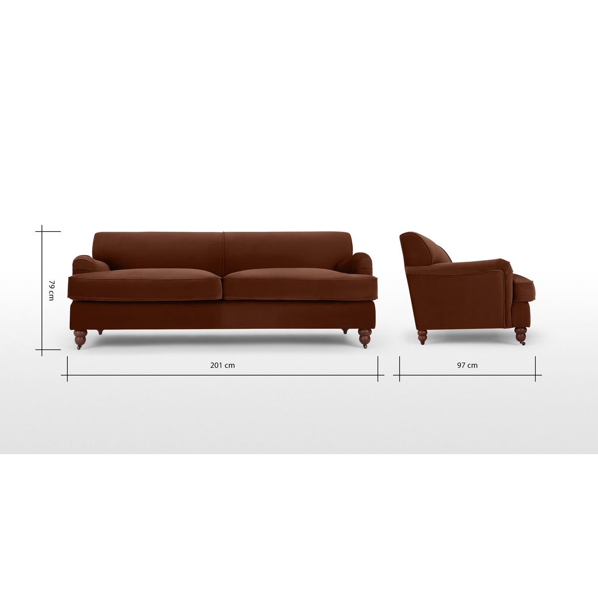 Orson 3 Seat Sofa, Warm Caramel Velvet – image 8