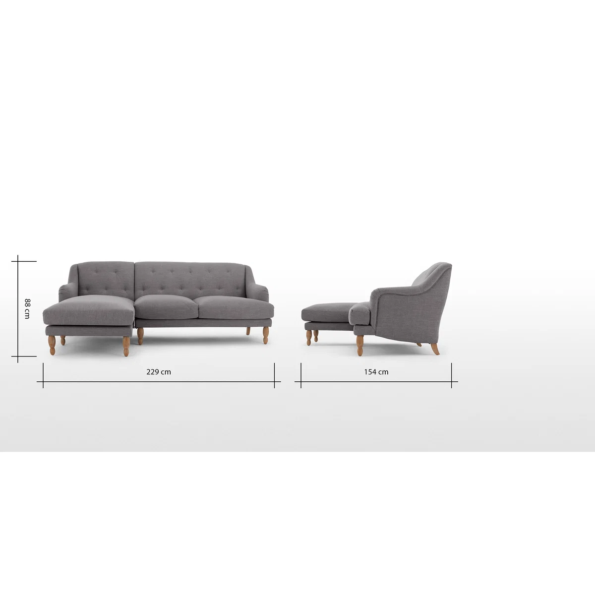 Ariana Left Hand Facing Chaise End Corner Sofa, Graphite Grey – image 6