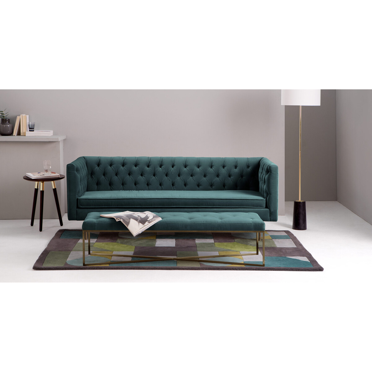 Julianne 3 Seater Sofa, Petrol Cotton Velvet – image 3