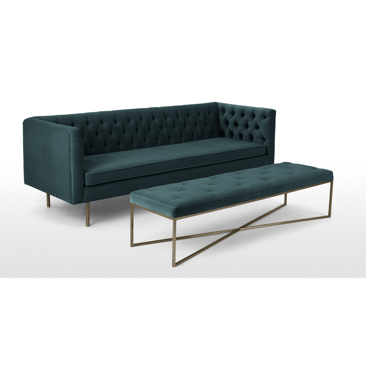 Julianne 3 Seater Sofa, Petrol Cotton Velvet – image 7
