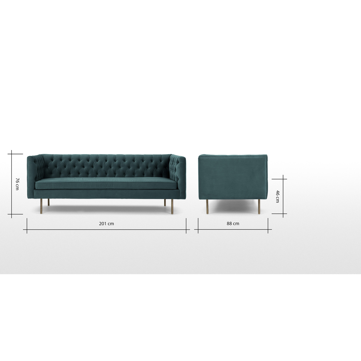 Julianne 3 Seater Sofa, Petrol Cotton Velvet – image 9