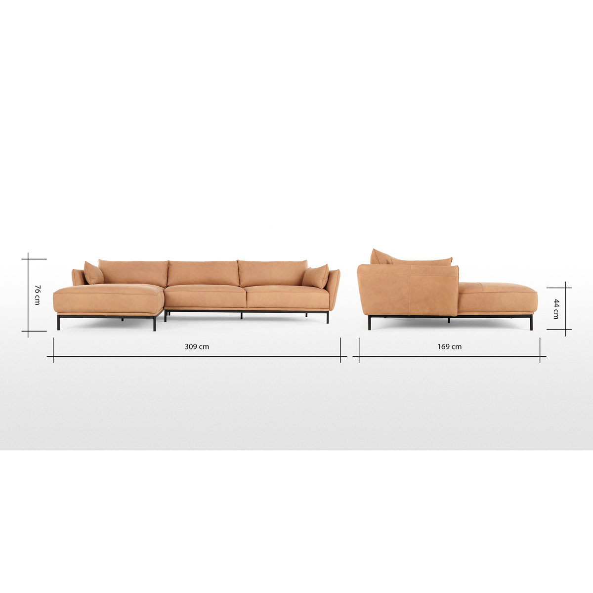 Odelle, Left Hand Facing Chaise End Corner Sofa, Tan Leather – image 7