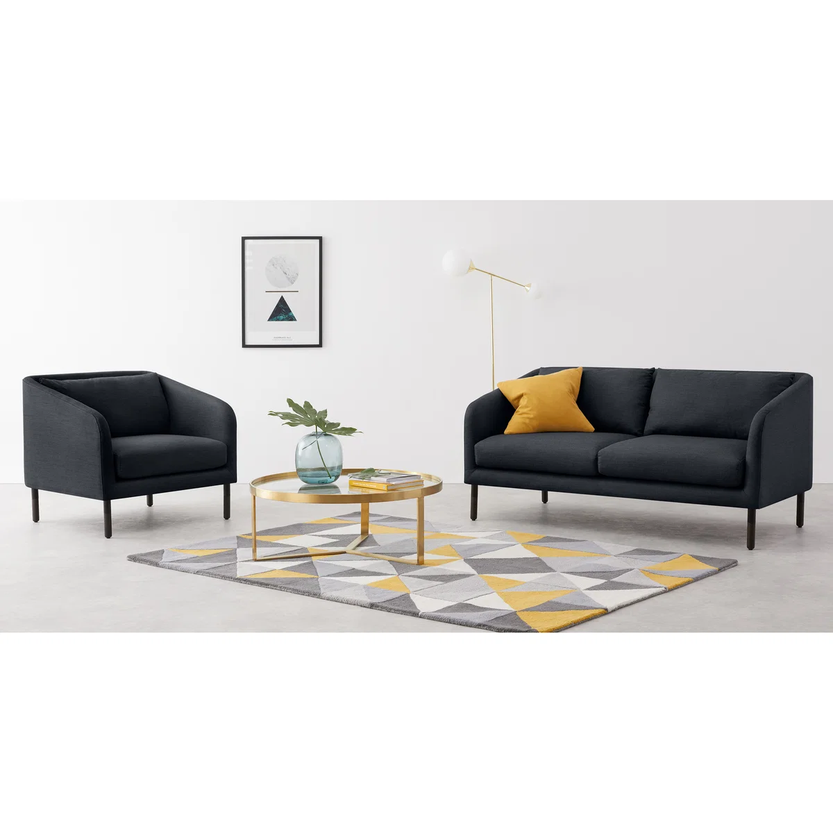 Merrick 2 Seater Sofa, Dark Denim Dark Blue Weave – image 2
