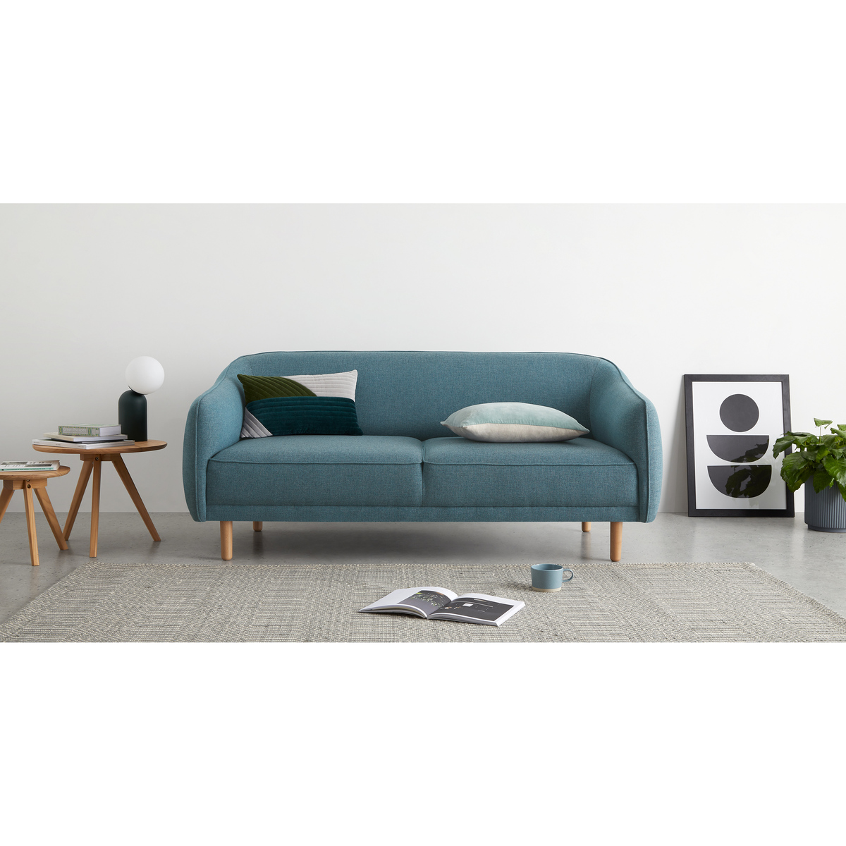 Haring 3 Seater Sofa, Azure Blue – image 3