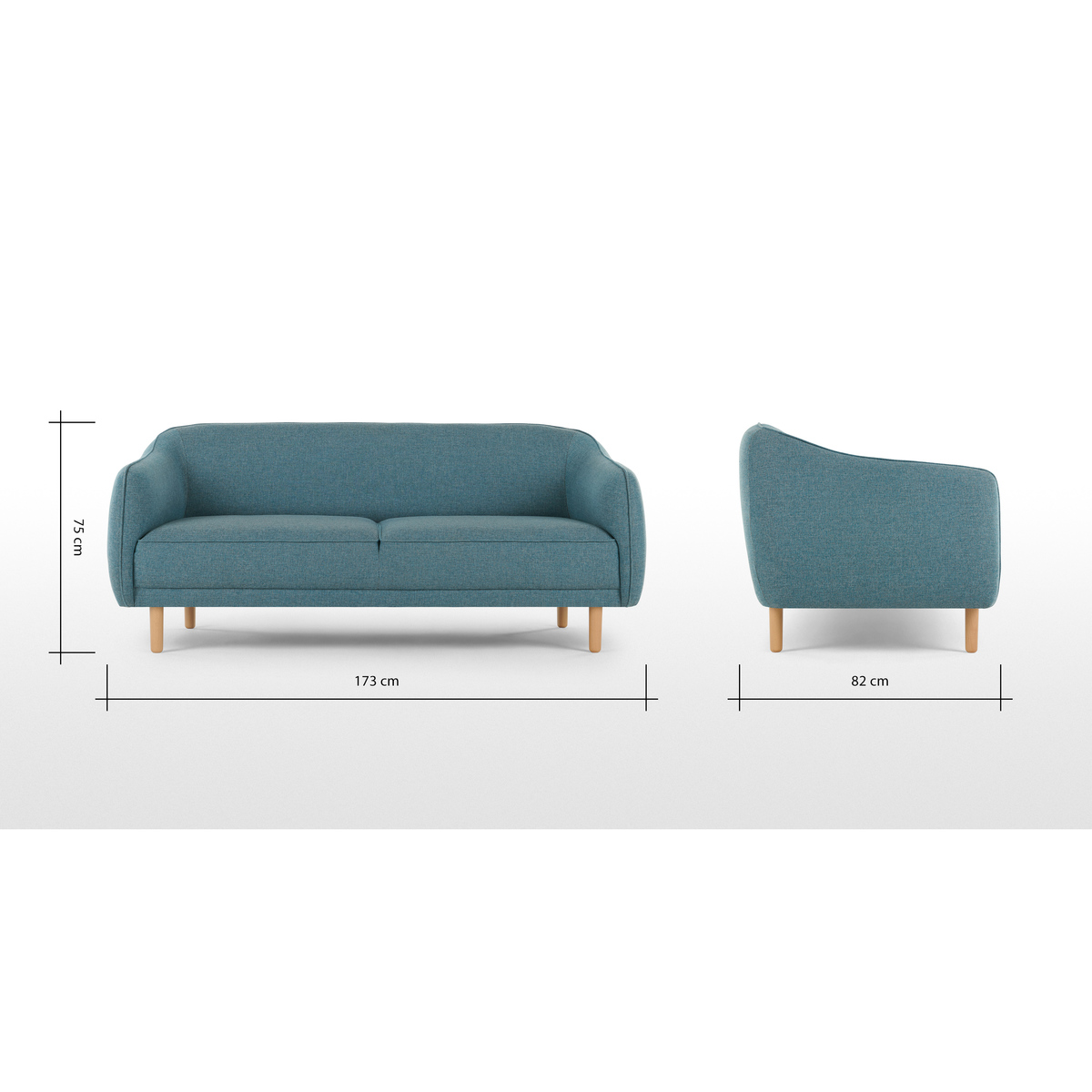 Haring 3 Seater Sofa, Azure Blue – image 7