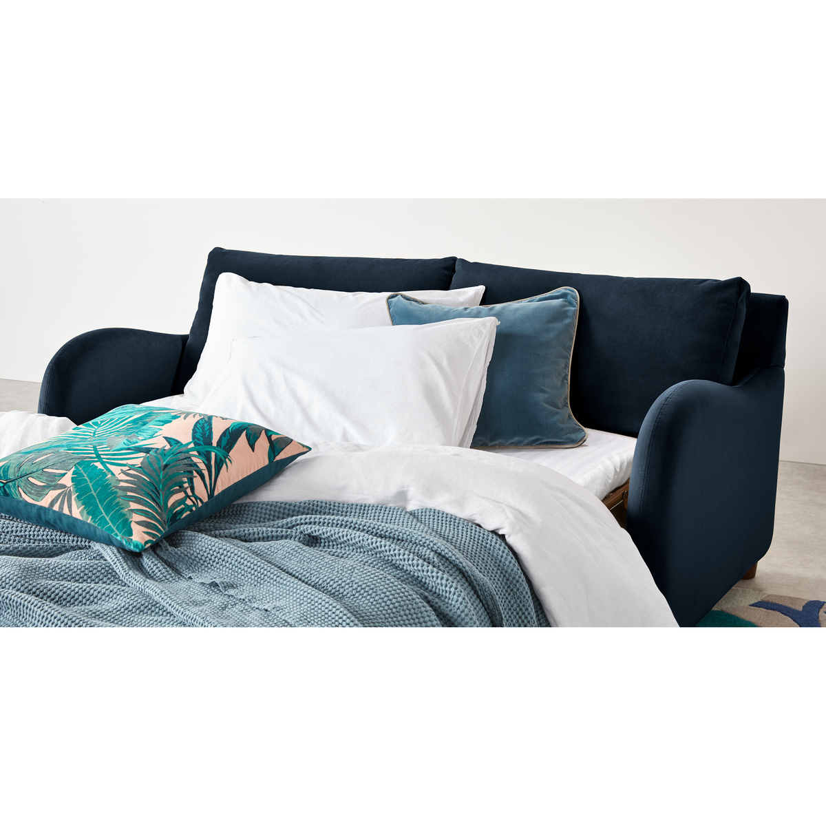 Sofia 2 Seater Sofabed, Plush Indigo Velvet – image 5