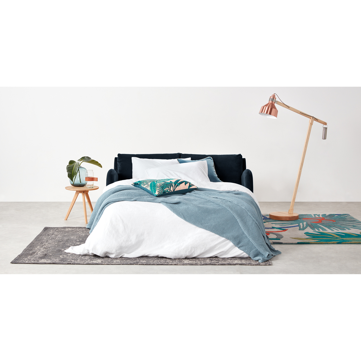 Sofia 2 Seater Sofabed, Plush Indigo Velvet – image 6