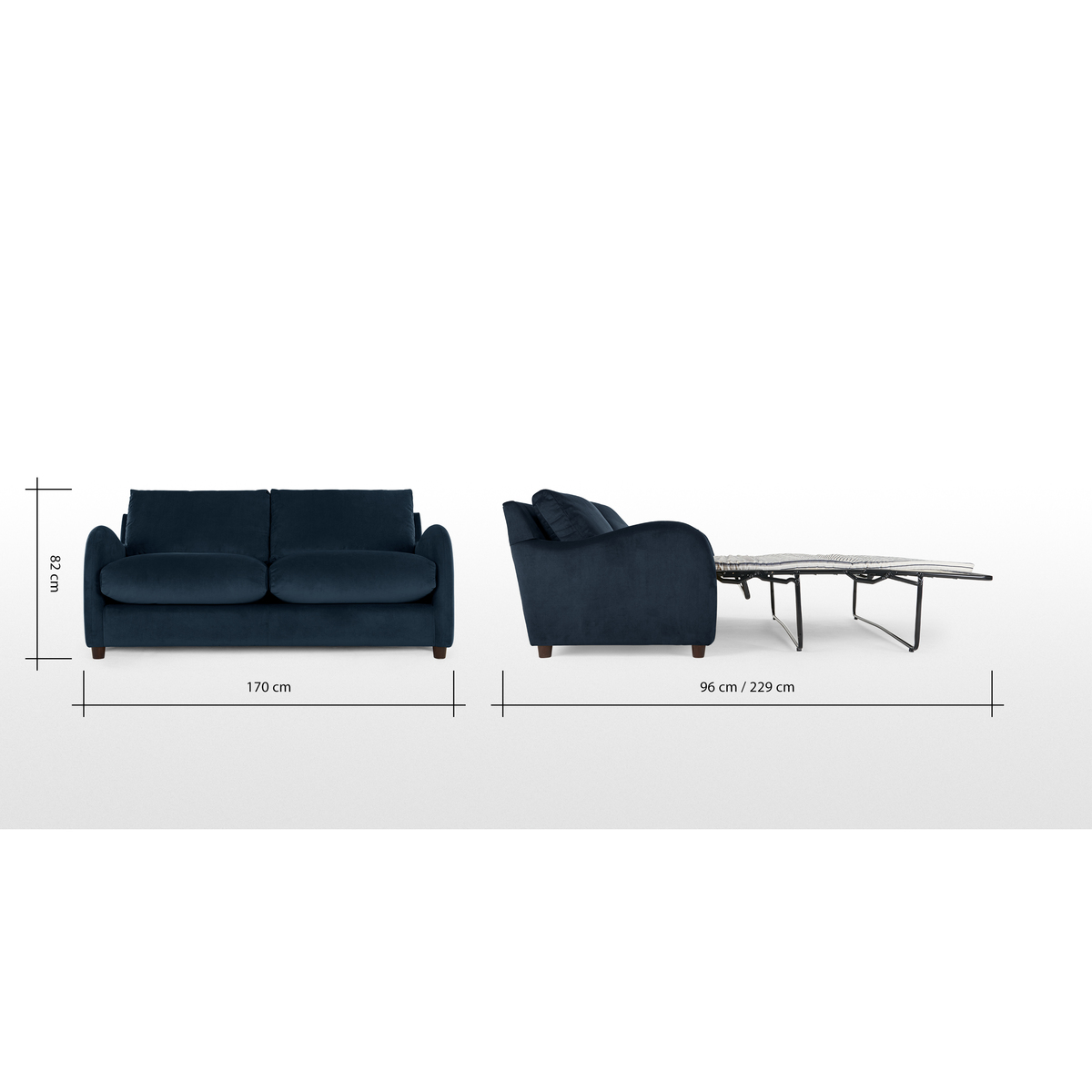 Sofia 2 Seater Sofabed, Plush Indigo Velvet – image 8