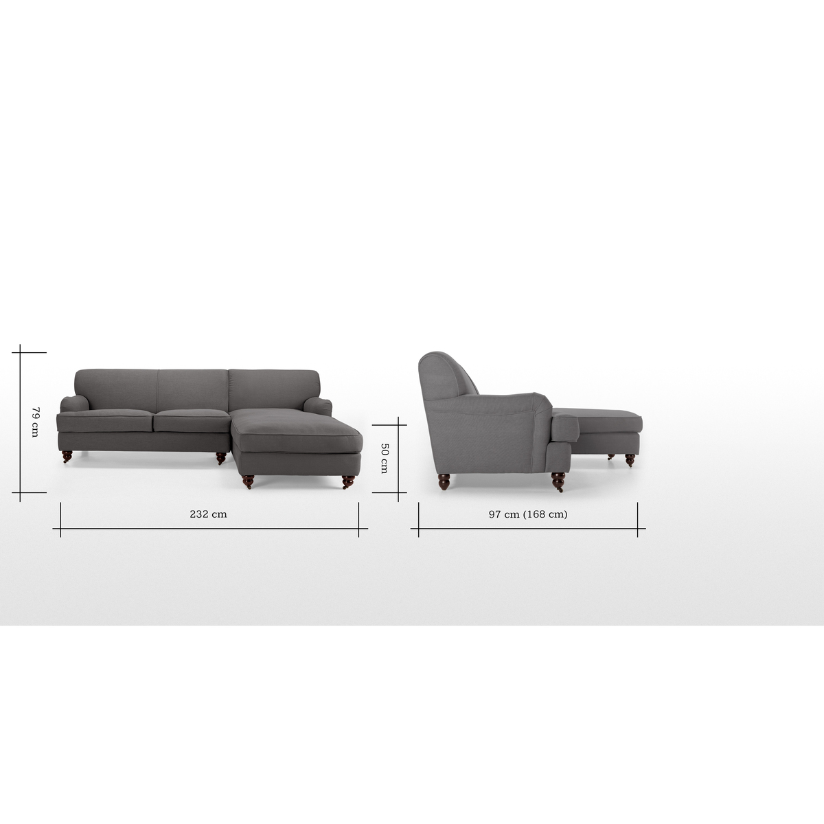 Orson Right Hand Facing Chaise End Corner Sofa, Graphite Grey – image 6