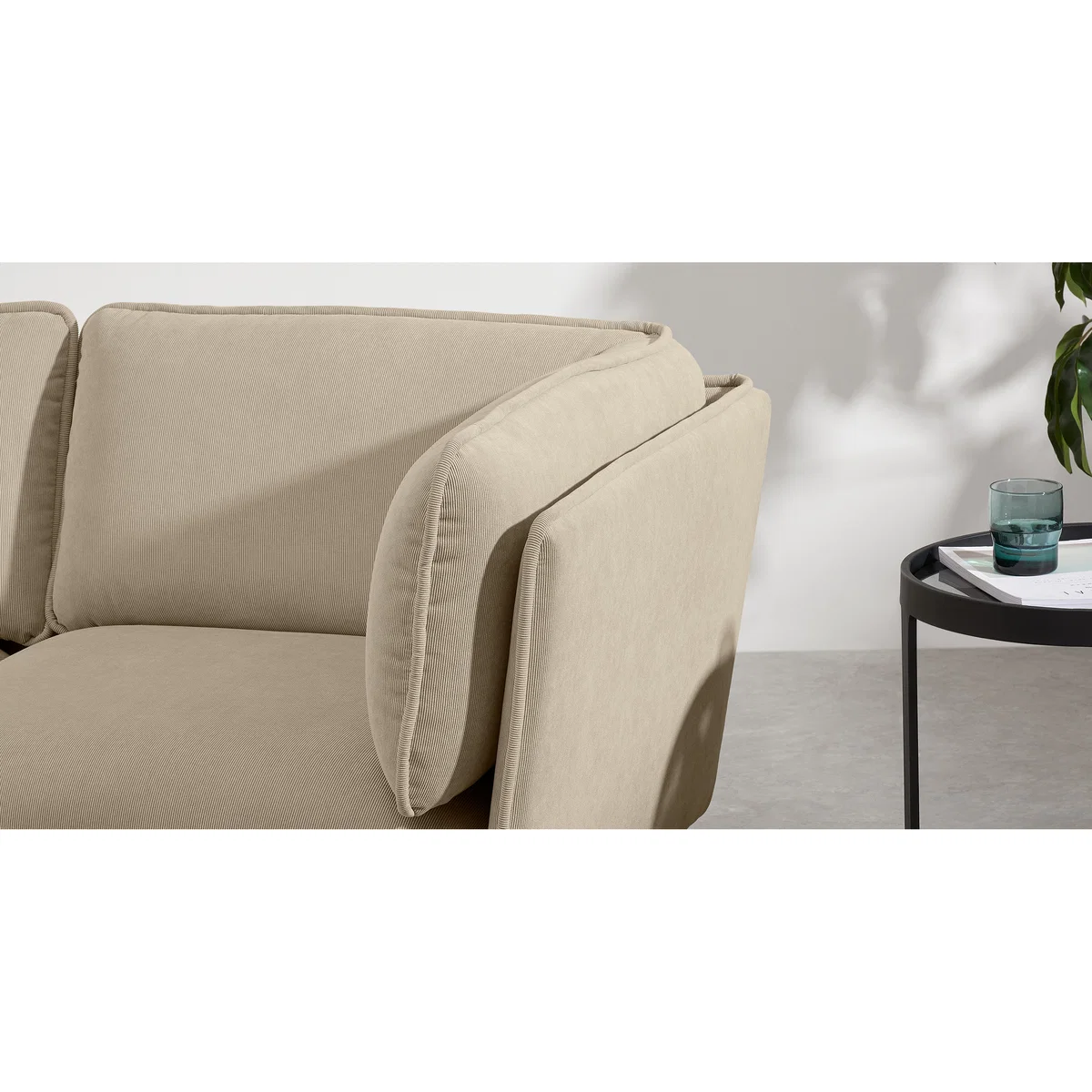 Wes 3 Seater Chaise End Corner Sofa, Stone Corduroy Velvet – image 6