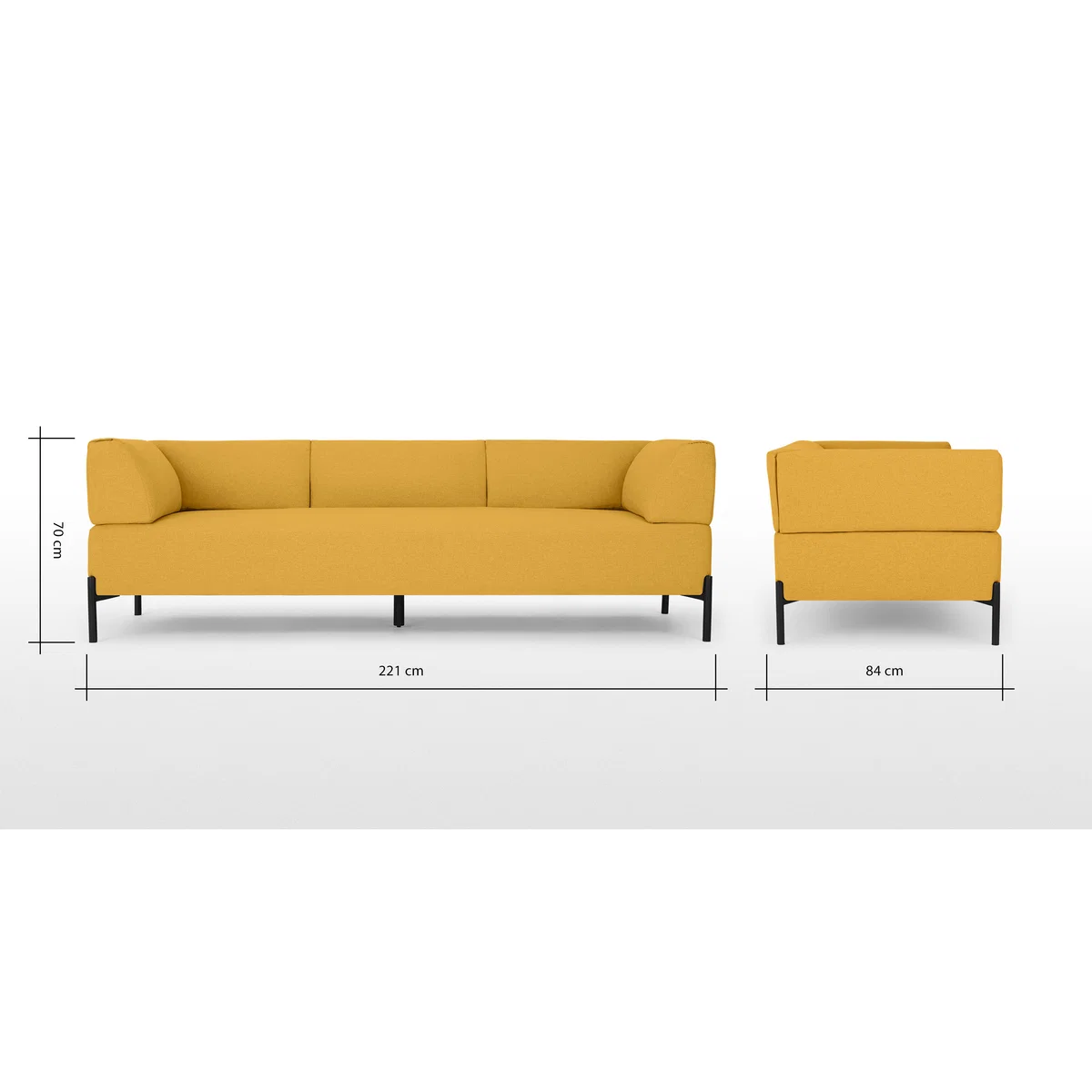 Kiva 3 Seater Sofa, Yolk Yellow – image 7