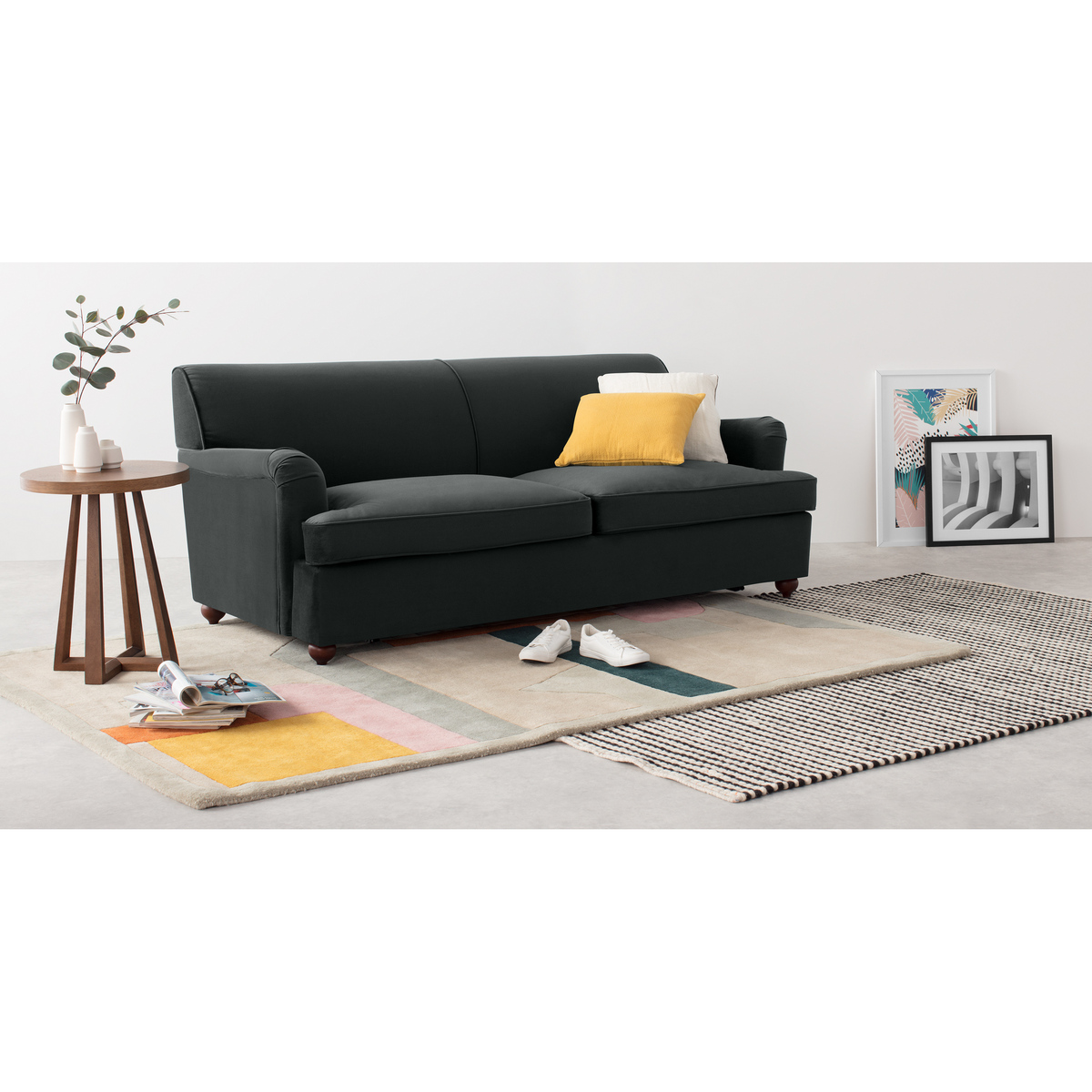 Orson 3 Seater Sofa Bed, Midnight Grey Velvet – image 2
