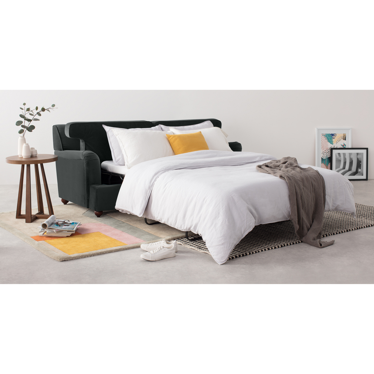 Orson 3 Seater Sofa Bed, Midnight Grey Velvet – image 5