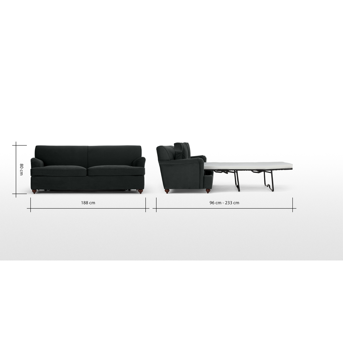 Orson 3 Seater Sofa Bed, Midnight Grey Velvet – image 7
