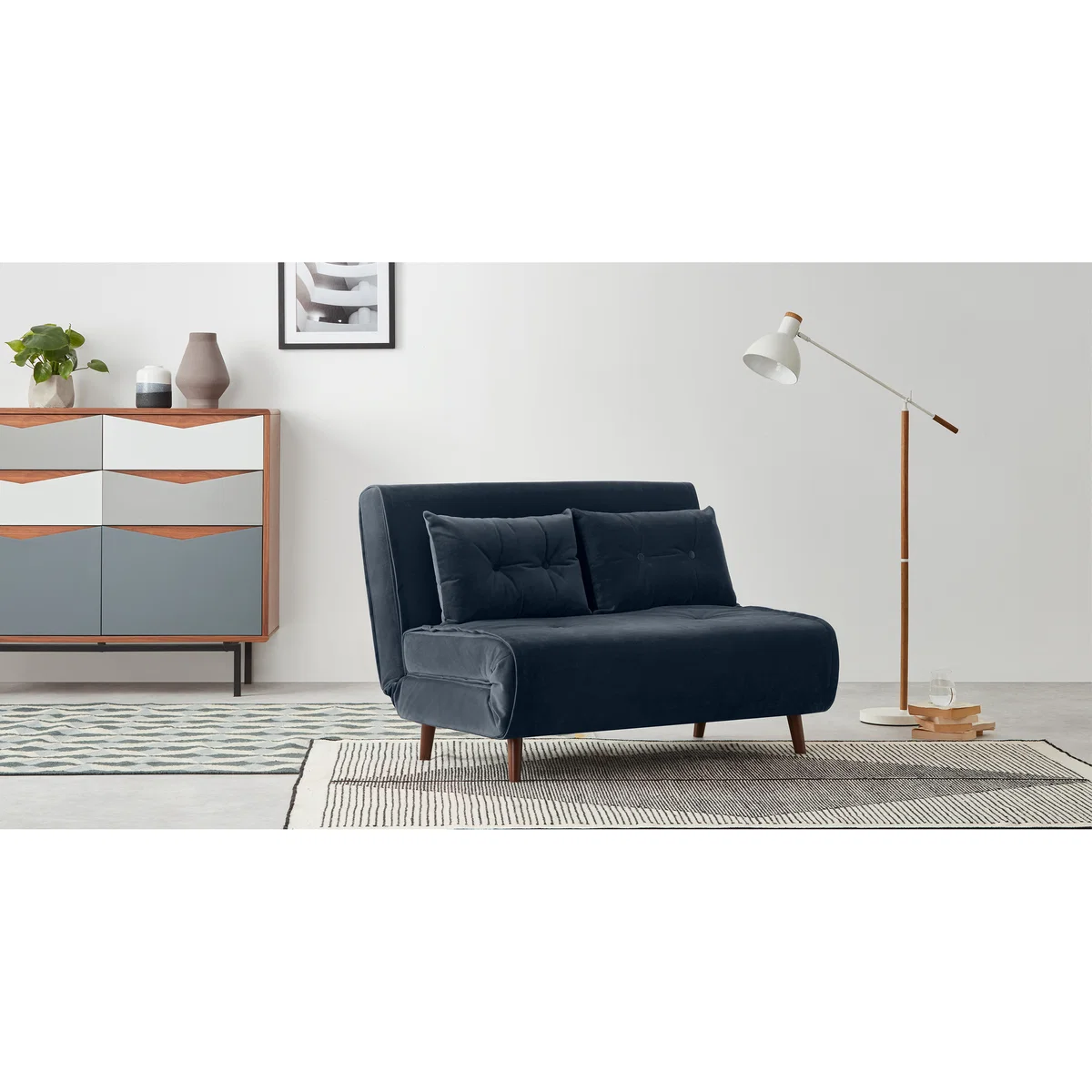 Haru Small Sofa Bed, Sapphire Blue Velvet – image 3