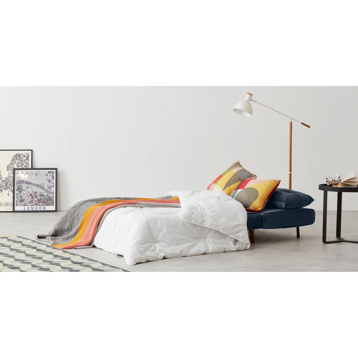 Haru Small Sofa Bed, Sapphire Blue Velvet – image 6